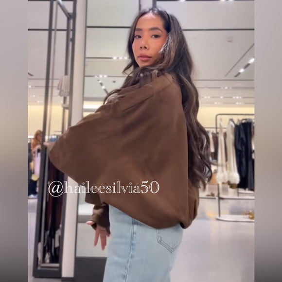 Zara SUEDE EFFECT BOMBER JACKET - Picture 5 of 15